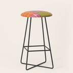 Colorful Eclectic Gingham Patchwork Pattern Stool Gallery Image 1