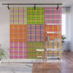 Colorful Eclectic Gingham Patchwork Pattern Wall Mural Gallery Image 1