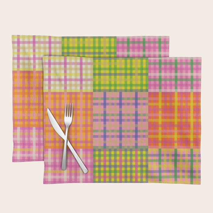 Colorful Eclectic Gingham Patchwork Pattern Placemat Gallery Image 1
