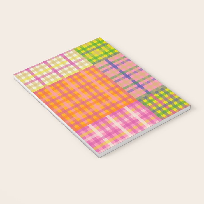Colorful Eclectic Gingham Patchwork Pattern Notebook Gallery Image 3