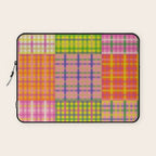 Colorful Eclectic Gingham Patchwork Pattern Laptop Sleeve Gallery Image 1