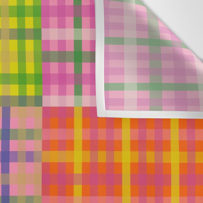 Colorful Eclectic Gingham Patchwork Pattern Wall Tapestry Gallery Image 3