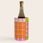 Colorful Eclectic Gingham Patchwork Pattern Wine Chiller Gallery Image 2
