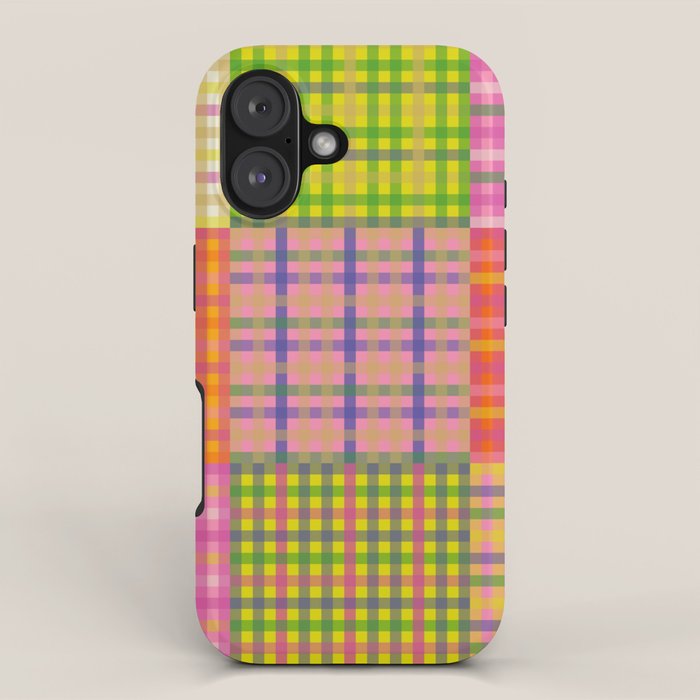 Colorful Eclectic Gingham Patchwork Pattern iPhone Case Gallery Image 1