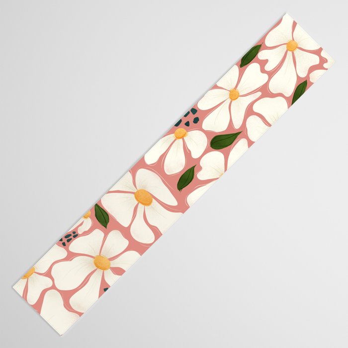 White Daisies On Pink Table Runner Gallery Image 3