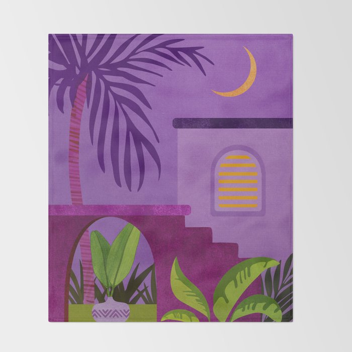 Purple Moonlight Villa  Throw Blanket Gallery Image 2