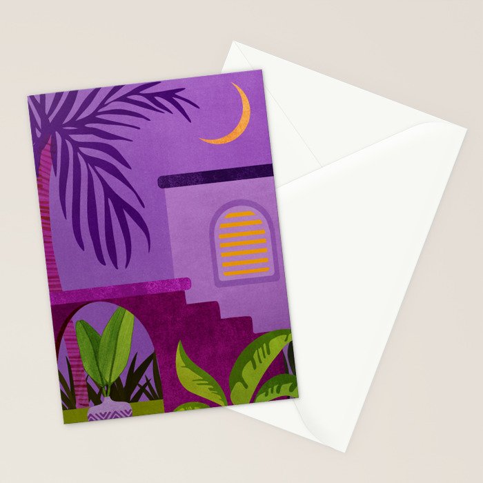 Purple Moonlight Villa  Stationery Card Gallery Image 2