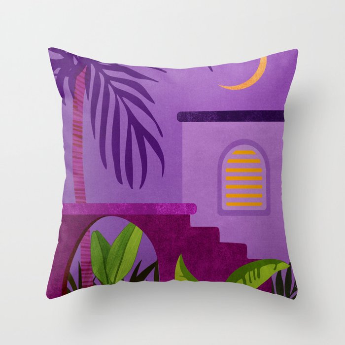 Purple Moonlight Villa  Throw Pillow Gallery Image 1