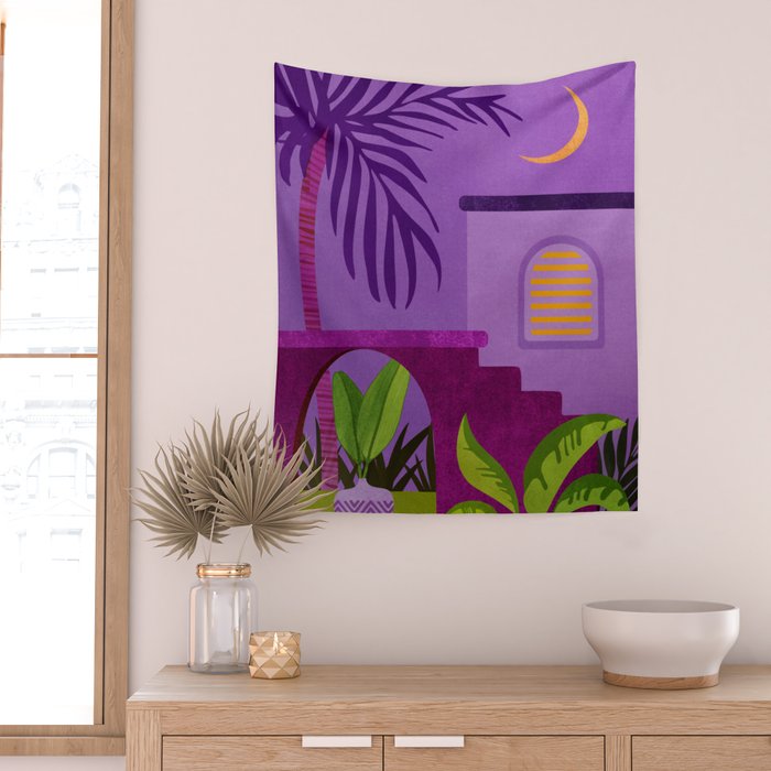 Purple Moonlight Villa  Wall Tapestry Gallery Image 2