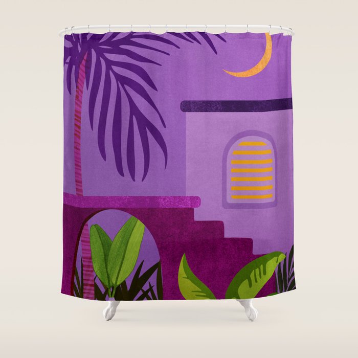 Purple Moonlight Villa  Shower Curtain Gallery Image 1