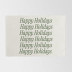 Happy Holidays Muted Green On Cream Rug Gallery Image 2