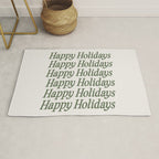 Happy Holidays Muted Green On Cream Rug Gallery Image 1