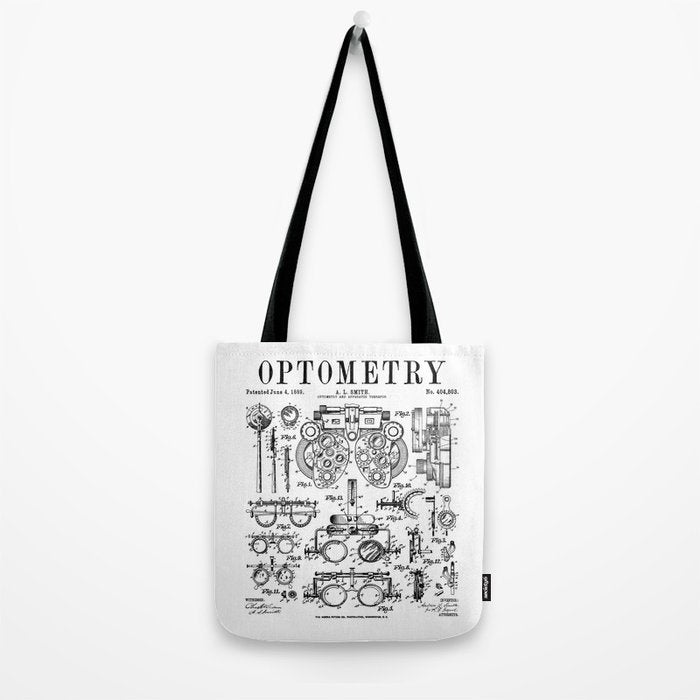 Optometrist Optometry Eye Doctor Tools Vintage Patent Print Tote Bag Gallery Image 2