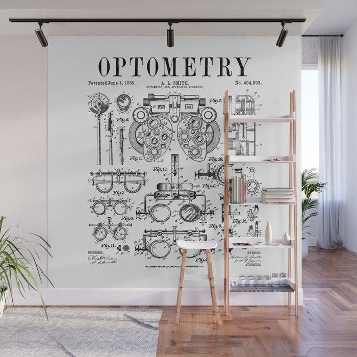 Optometrist Optometry Eye Doctor Tools Vintage Patent Print Wall Mural Gallery Image 1