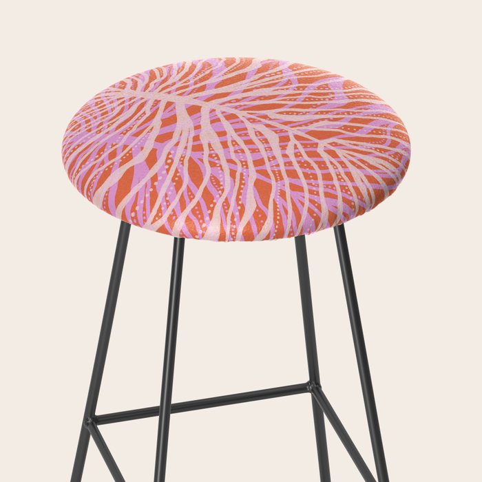 Modern Botanical Art Print - Coral Palm #1 Stool Gallery Image 2