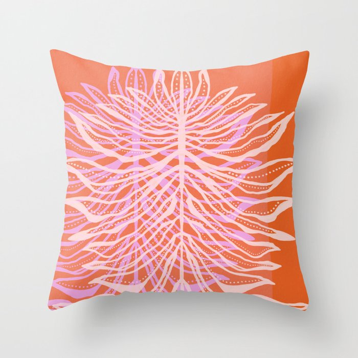 Modern Botanical Art Print - Coral Palm #1 Throw Pillow Gallery Image 6
