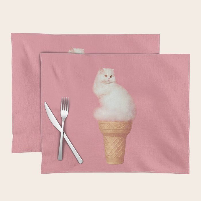 Cat Ice Cream - Pink Placemat Gallery Image 1