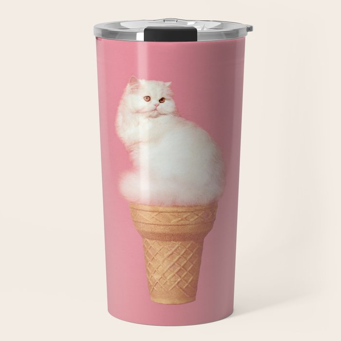 Cat Ice Cream - Pink Travel Mug Gallery Image 1