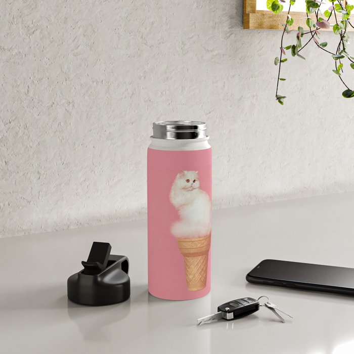 Cat Ice Cream - Pink Water Bottle Gallery Image 4