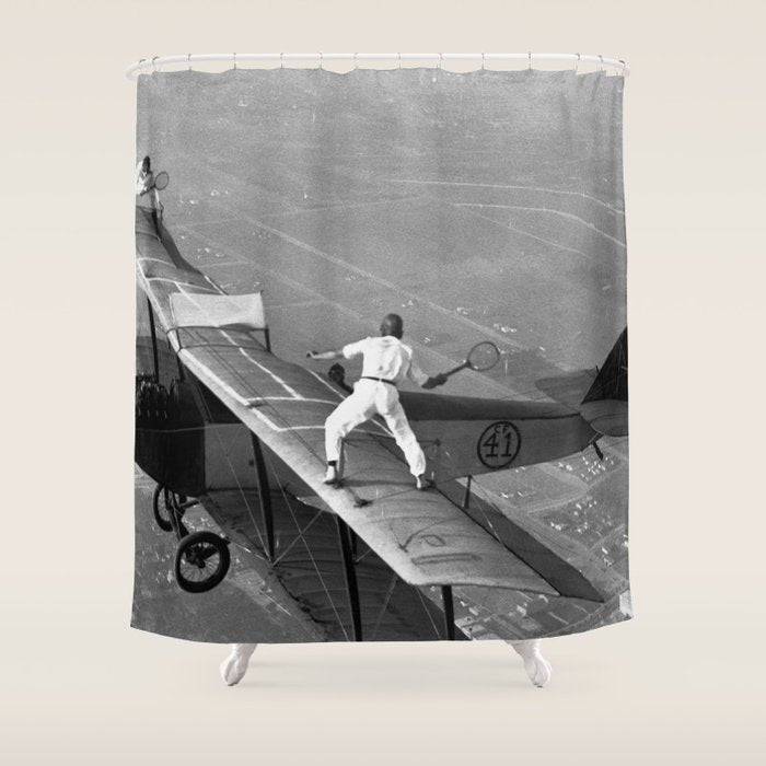 Tennis Players In Flight Gladys Roy And Ivan Unger Shower Curtain Gallery Image 1