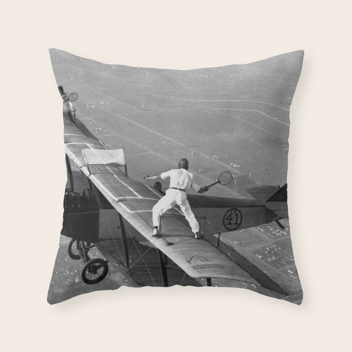 Tennis Players In Flight Gladys Roy And Ivan Unger Throw Pillow Gallery Image 1