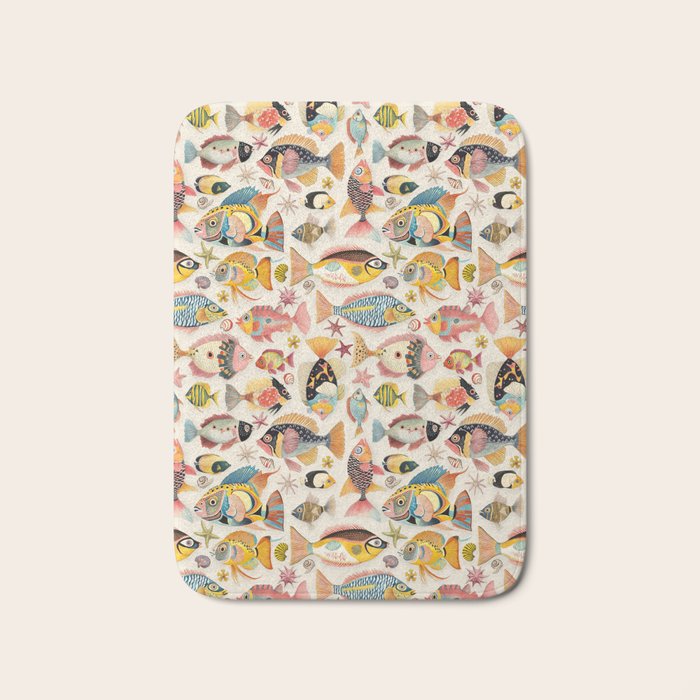 Whimsical Underwater World Multicolor Fish Pattern Bath Mat Gallery Image 1