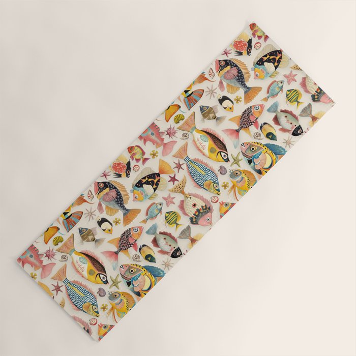 Whimsical Underwater World Multicolor Fish Pattern Yoga Mat Gallery Image 1