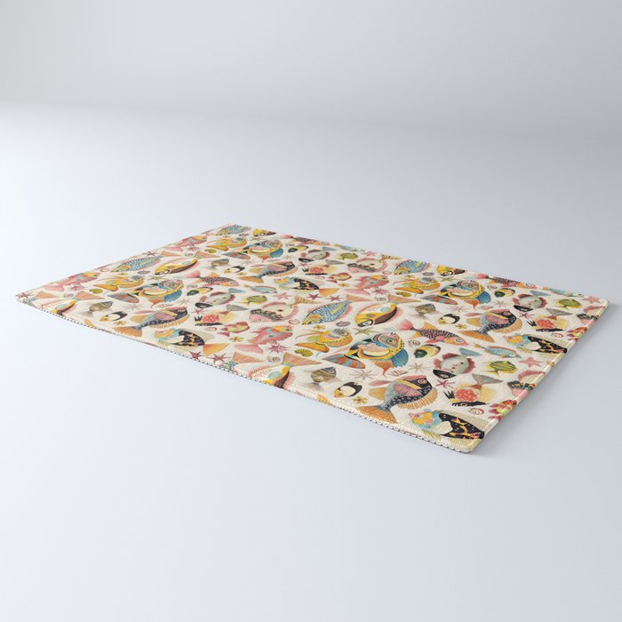 Whimsical Underwater World Multicolor Fish Pattern Rug Gallery Image 3