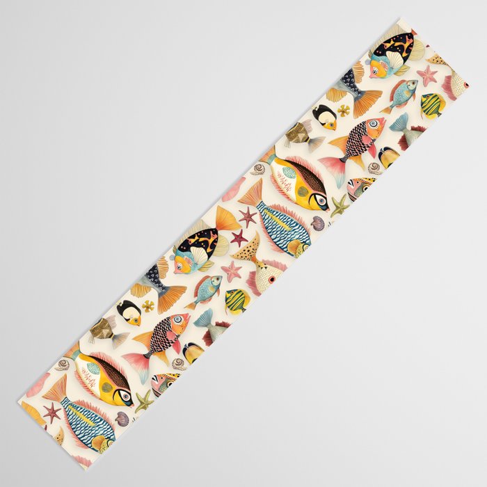 Whimsical Underwater World Multicolor Fish Pattern Table Runner Gallery Image 3