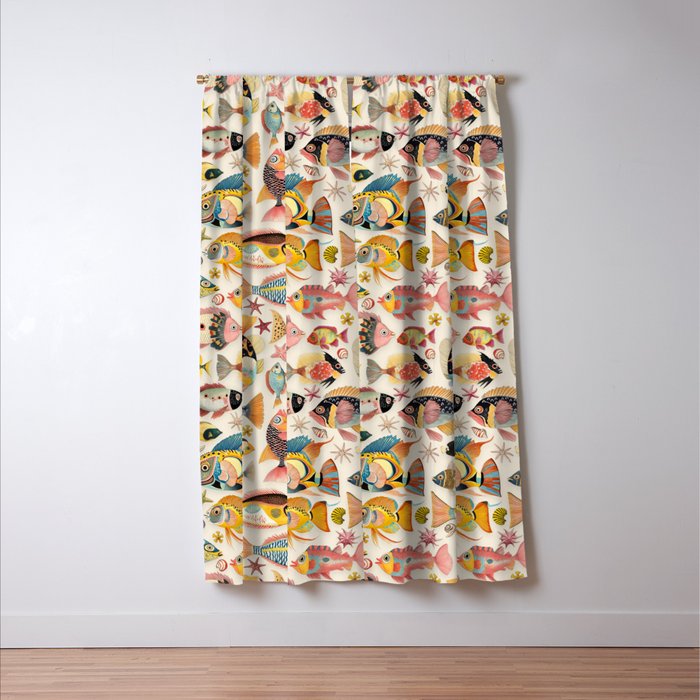 Whimsical Underwater World Multicolor Fish Pattern Window Curtain Gallery Image 3