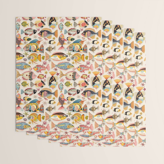 Whimsical Underwater World Multicolor Fish Pattern Wrapping Paper Gallery Image 3