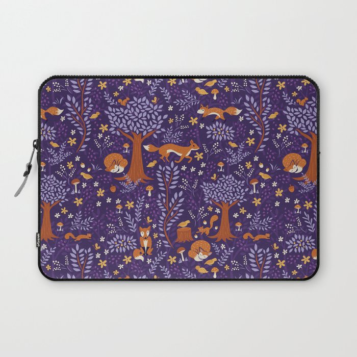 Foxes Playing in a Purple Forest Laptop Sleeve Gallery Image 1