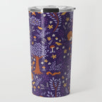 Foxes Playing in a Purple Forest Travel Mug Gallery Image 1