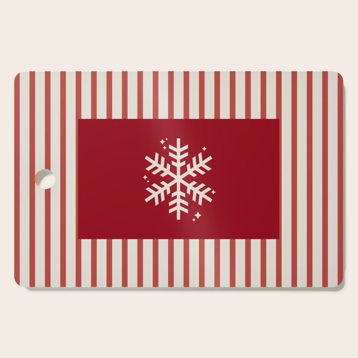 Snowflake Red Striped Cutting Board Gallery Image 1