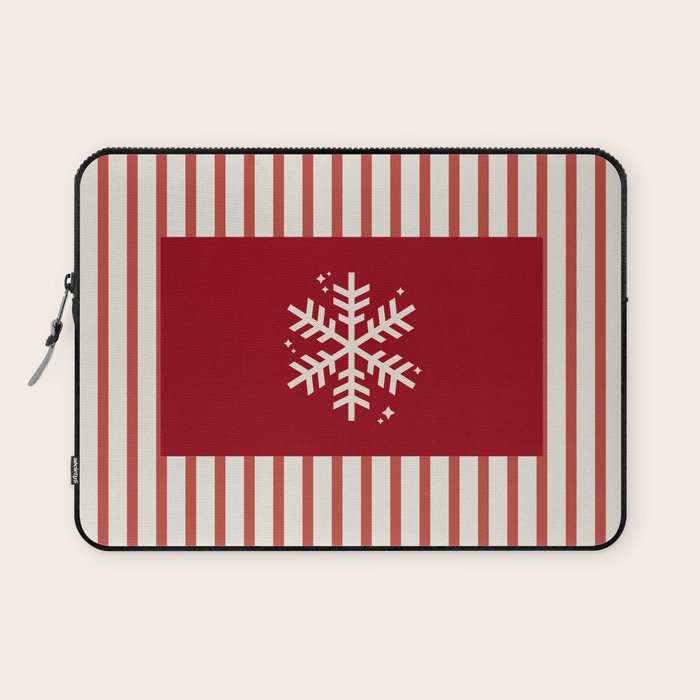 Snowflake Red Striped Laptop Sleeve Gallery Image 1