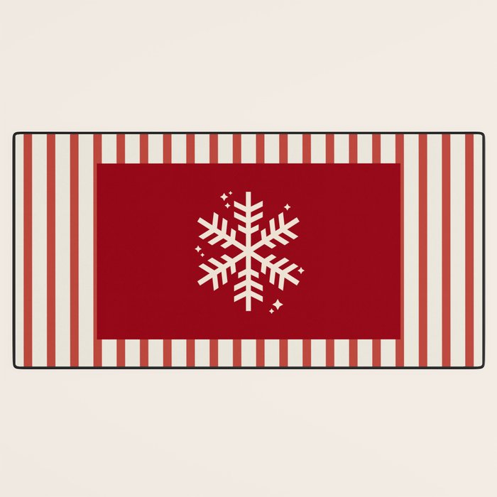 Snowflake Red Striped Desk Mat Gallery Image 3