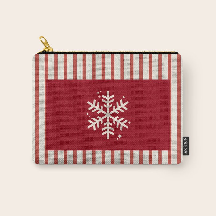 Snowflake Red Striped Carry All Pouch Gallery Image 1