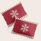 Snowflake Red Striped Pillow Sham Gallery Image 3