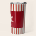 Snowflake Red Striped Travel Mug Gallery Image 2