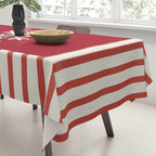 Snowflake Red Striped Tablecloth Gallery Image 3