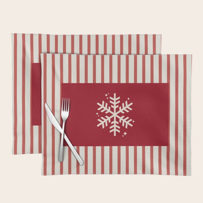 Snowflake Red Striped Placemat Gallery Image 1