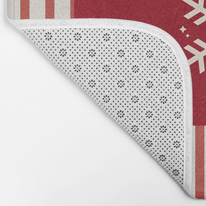 Snowflake Red Striped Bath Mat Gallery Image 2