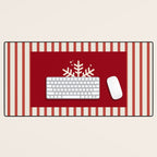 Snowflake Red Striped Desk Mat Gallery Image 1