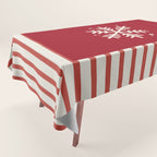 Snowflake Red Striped Tablecloth Gallery Image 1