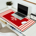 Snowflake Red Striped Desk Mat Gallery Image 2