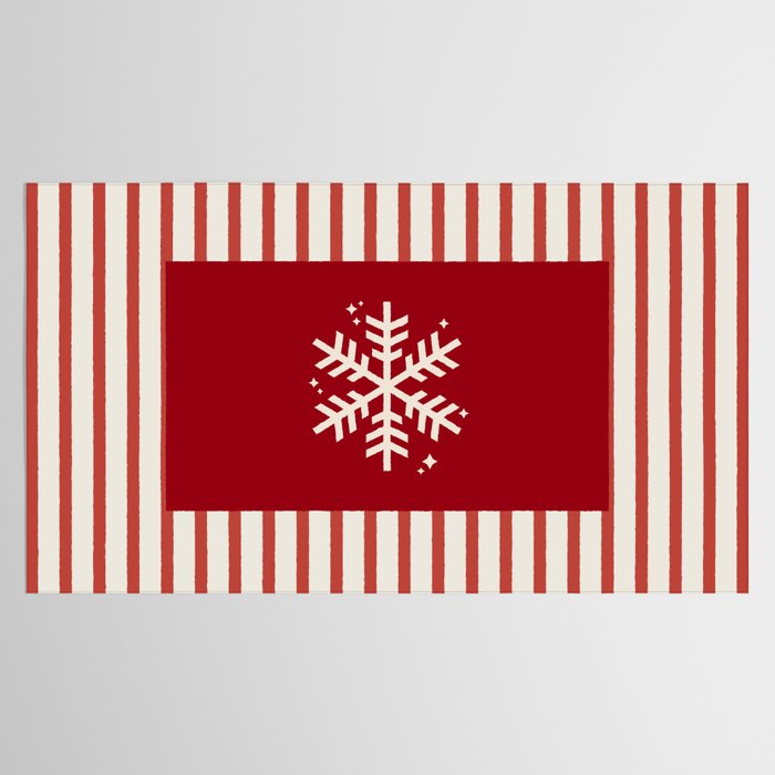Snowflake Red Striped Tablecloth Gallery Image 2