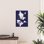 Navy blue and cream world map, "Austin" Poster Gallery Image 2
