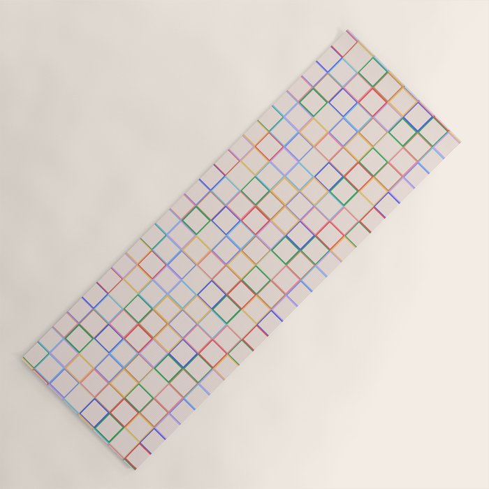 Pastel Color Square Pattern Checkered Yoga Mat Gallery Image 1