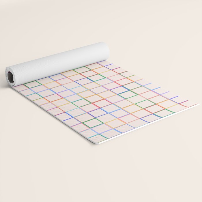 Pastel Color Square Pattern Checkered Yoga Mat Gallery Image 2