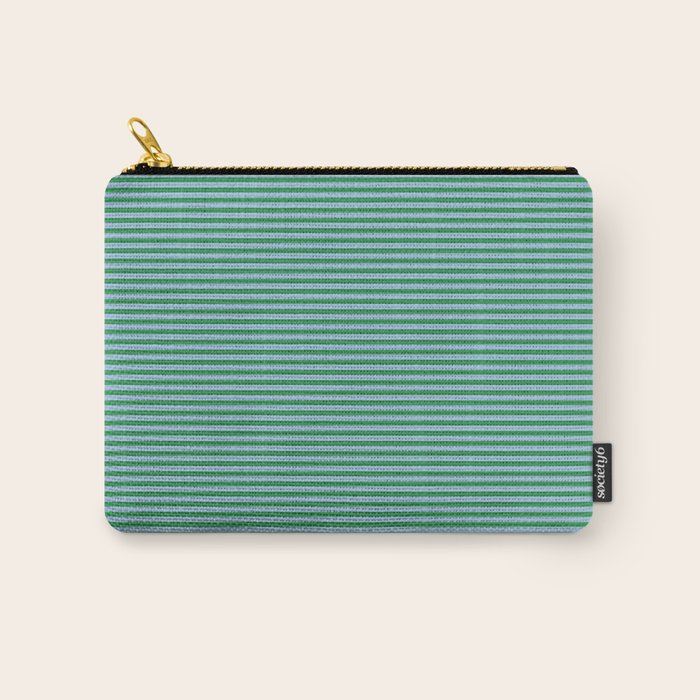 Ultra Fine Stripes Green and Light Blue Thin Stripe Pattern Carry All Pouch Gallery Image 1